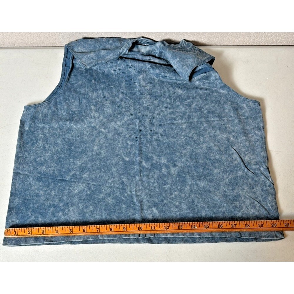 Sage Collective Women Blue Acid Wash Cutout Tank Workout Athleisure Size L - Picture 9 of 12